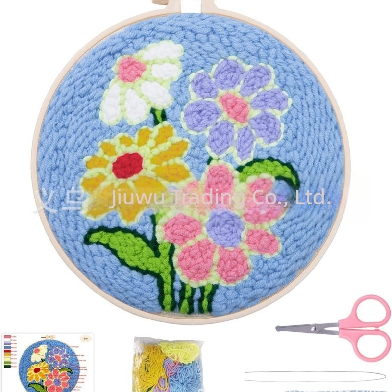 Kit DIY de broderie punch needle pentru ramă foto — Ninety-five, material pânză, stil modern minimalist, broderie: alt tip, cadou potrivit