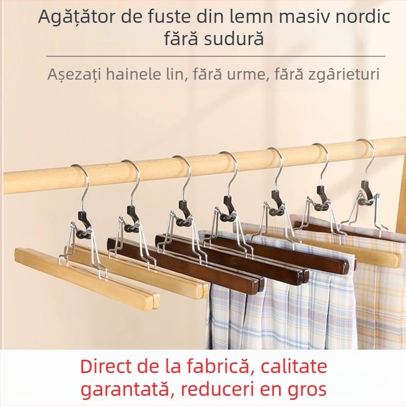 Clip din lemn pentru fuste și pantaloni, antiderapant, anti-crep, personalizabil
