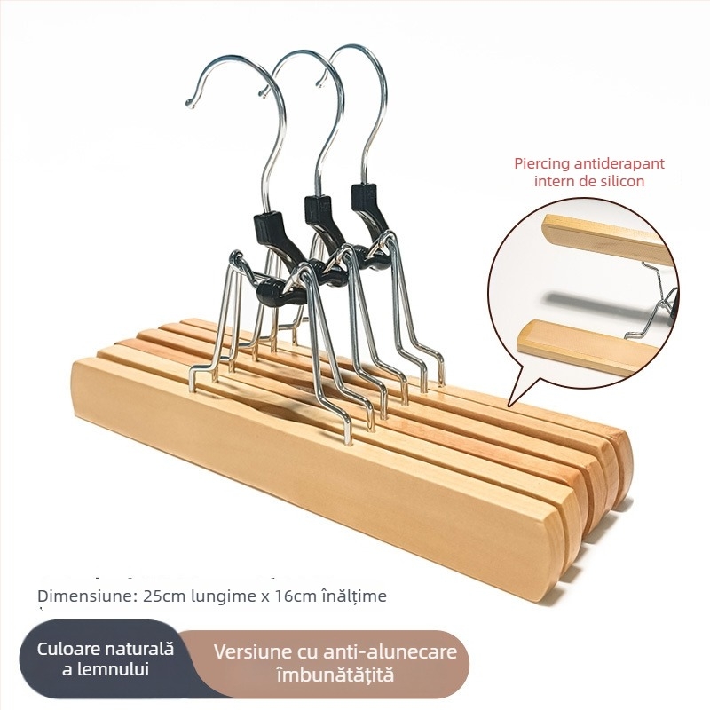 Clip din lemn pentru fuste și pantaloni, antiderapant, anti-crep, personalizabil