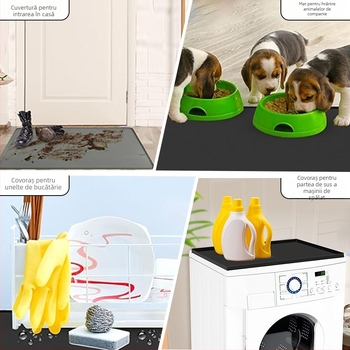 Padă superioară din silicon pentru mașina de spălat cu spațiu de depozitare — protecție împotriva prafului și apei, covoraș protector multifuncțional