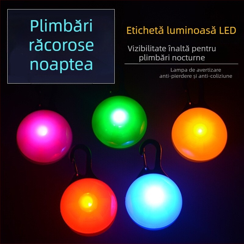 Colier LED luminos pentru animale de companie: pandantiv pentru câine cu clopoțel, silicon, anti-pierdere