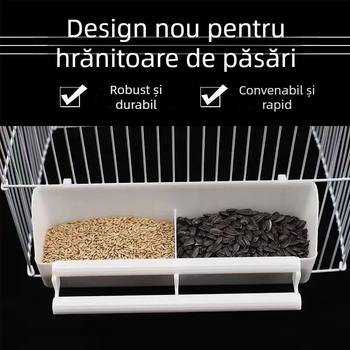 Cutie pentru hranire și apă pentru păsări, cu două compartimente, construcție îngroșată, pentru papagali și porumbei, utilizare duală