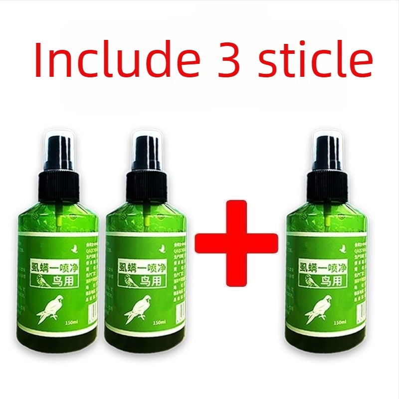 Spray extern pentru insecte la păsări; pentru papagali și porumbei de competiție; combate puricii de pene, acarieni și paraziți.