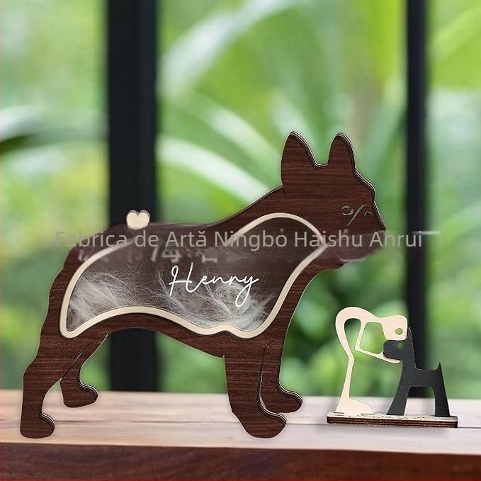 Cutie memorială din lemn, sculptată pentru animale de companie – stil modern minimalist