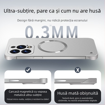 Carcasă pentru iPhone — design fără margini, magnetică, material PC, finisaj cu pulverizare; compatibilă cu iPhone 12 Pro/12 Pro Max/13 Pro/13 Pro Max/14 Pro/14 Pro Max/ iPhone 13