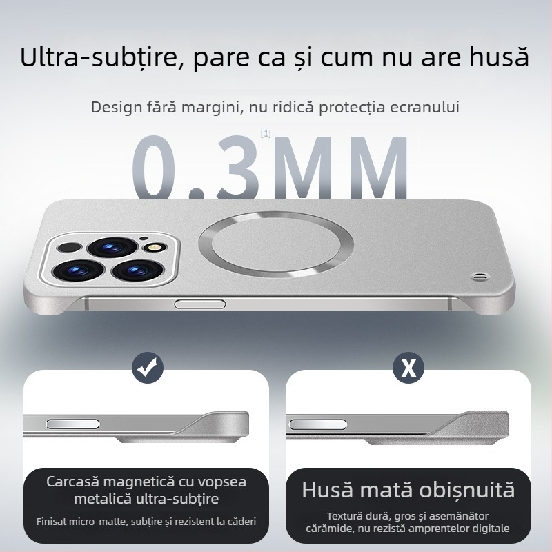 Carcasă pentru iPhone — design fără margini, magnetică, material PC, finisaj cu pulverizare; compatibilă cu iPhone 12 Pro/12 Pro Max/13 Pro/13 Pro Max/14 Pro/14 Pro Max/ iPhone 13