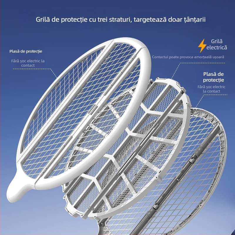 Lampă electrică 2-în-1 pentru omorât țânțari, exterior, lumină UV, acoperire 21–30 m², baterie încorporată 1001–1600 mAh, design pliabil