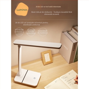 Lampă LED mică de birou pentru studiu – protecție pentru ochi, alimentare USB, reîncărcabilă, control vocal, abajur PC+ABS (CRI ≥95)