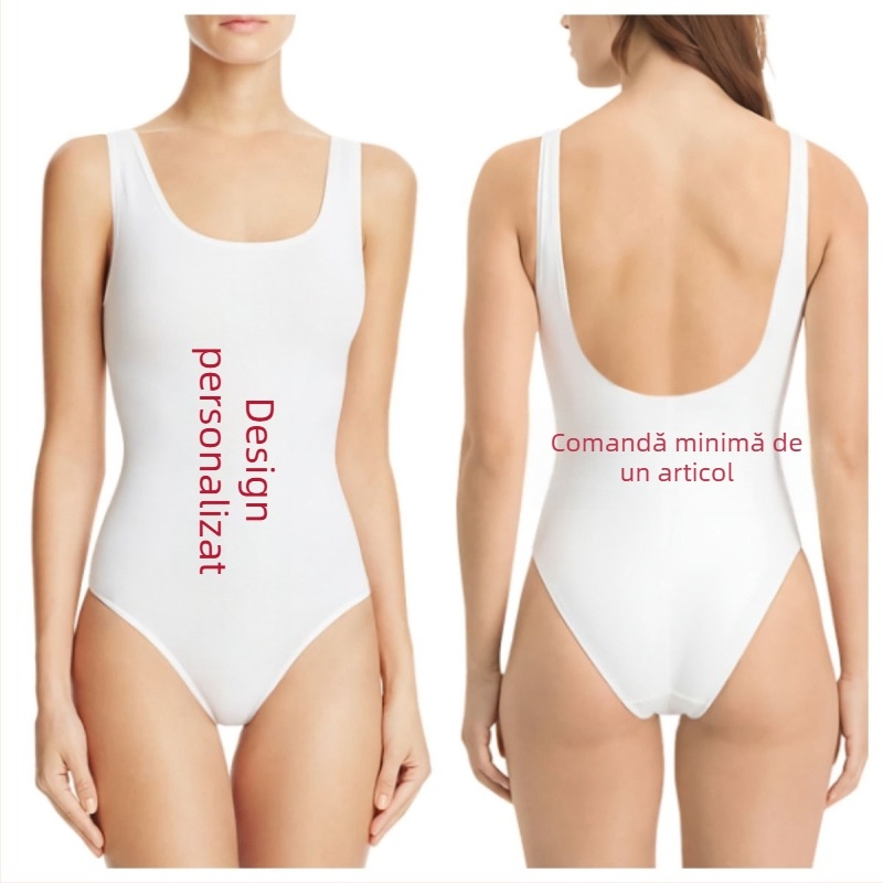 Costum de baie întreg pentru femei cu imprimeu, decolteu rotund, spate gol, elasticitate ridicată pentru vară la plajă