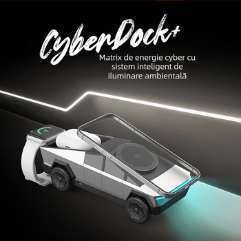 Încărcător wireless de birou 3 în 1 pentru telefon, ceas și căști, cu încărcare magnetică, QC3.0, 15W