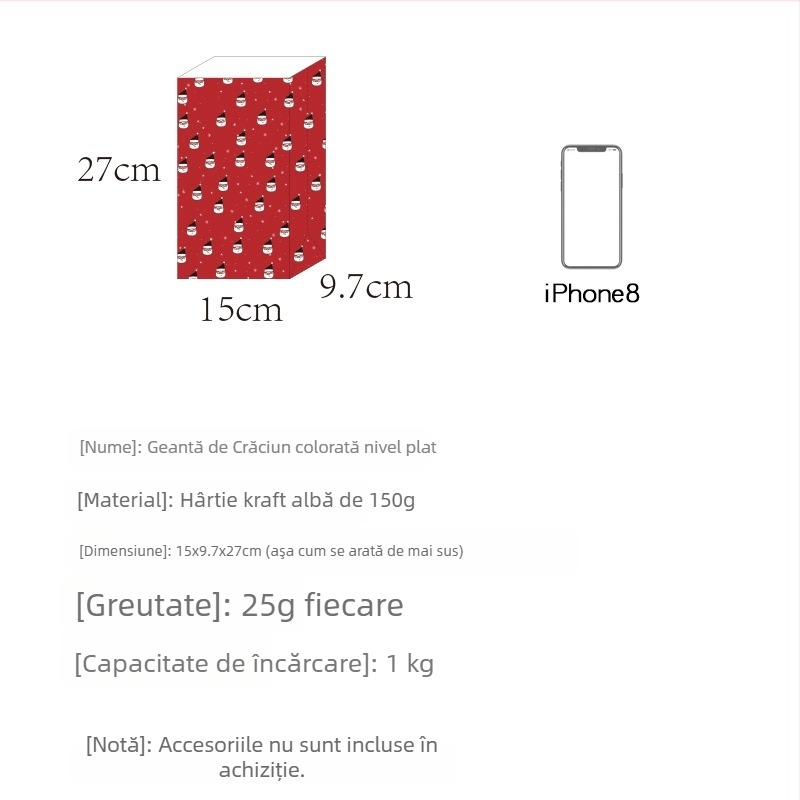 Cutie DIY de Craciun pentru bomboane cu buzunare plate pentru cadouri, stil desene animate, set de 6 piese, model ZD011, brand Senyu leaf