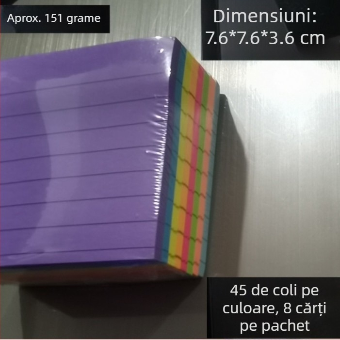 Notițe autocolante fluorescente, cu linii, 360 foi