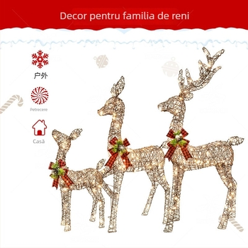 Ren de Crăciun din fier forjat cu LED – Huayicai, Artă din fier, Decorațiune de Crăciun