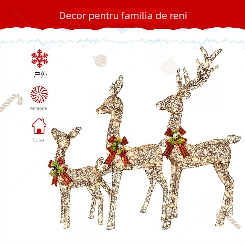 Ren de Crăciun din fier forjat cu LED – Huayicai, Artă din fier, Decorațiune de Crăciun