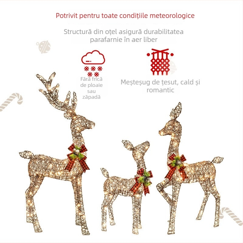 Ren de Crăciun din fier forjat cu LED – Huayicai, Artă din fier, Decorațiune de Crăciun