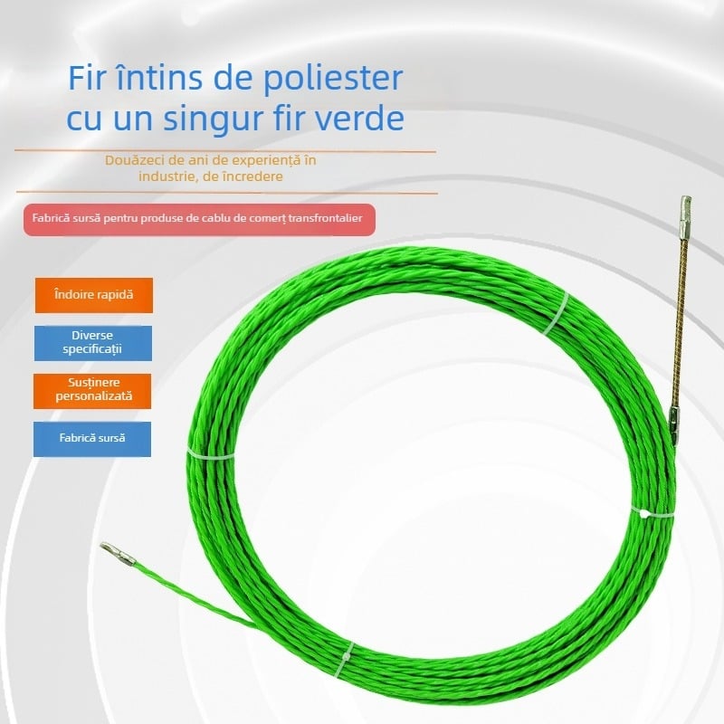 Wanying Unealtă verde din poliester pentru ghidarea cablurilor pentru electricieni — ghidare și tragere a cablurilor prin pereți și conducte; compatibil PVC/plastic/metal; culoare: verde; material: poliester