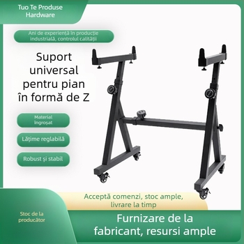 Stativ tip Z pentru pian electronic cu roți, cadru metalic, lungime reglabilă