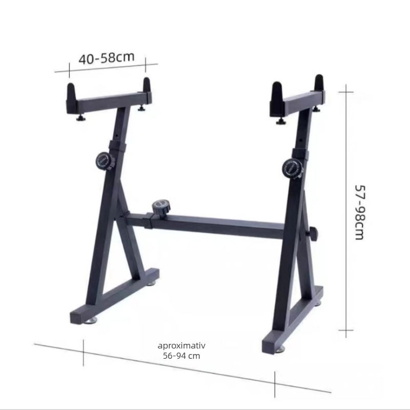 Stativ tip Z pentru pian electronic cu roți, cadru metalic, lungime reglabilă