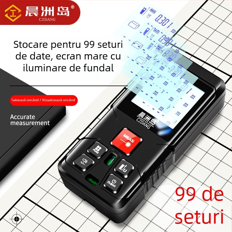 Distanțier laser portabil – interior, (rază 0,05–120 m, precizie ±3 mm, model LDM-C120)