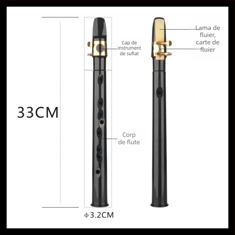 Saxofon mini, corp ABS plastic, model KS-01, saxofon portabil de buzunar, TEN WHEAT