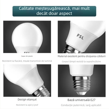 Lampa LED FSL, compatibilă E27/B22, 13W, 1020 lm, CRI 85, viață 15000 h