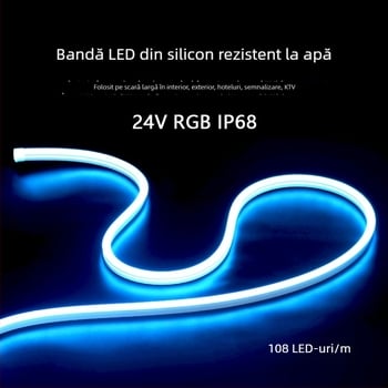 Bandă neon flexibilă pentru publicitate, 24V, LED 3535, Sanan Optoelectronics, reglabilă, rezistentă la apă