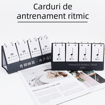 Set de carduri ritmice pentru educație muzicală - carduri de practică pentru ritm și note, calendar de birou inclus, pentru persoane între 15 și 35 ani