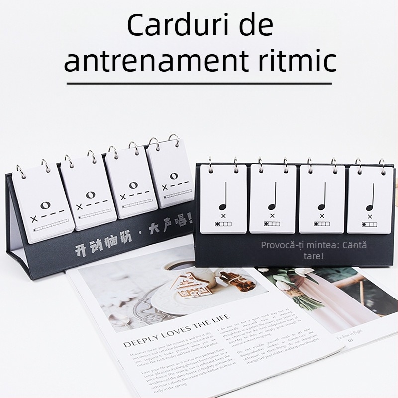 Set de carduri ritmice pentru educație muzicală - carduri de practică pentru ritm și note, calendar de birou inclus, pentru persoane între 15 și 35 ani