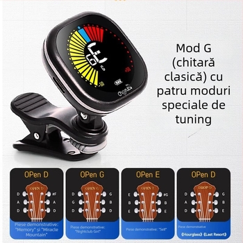 Tuner pentru chitară, ukulele și vioară – WST-670, reîncărcabil, tuner digital automat