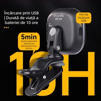 Tuner pentru chitară, ukulele și vioară – WST-670, reîncărcabil, tuner digital automat