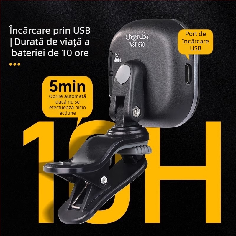 Tuner pentru chitară, ukulele și vioară – WST-670, reîncărcabil, tuner digital automat