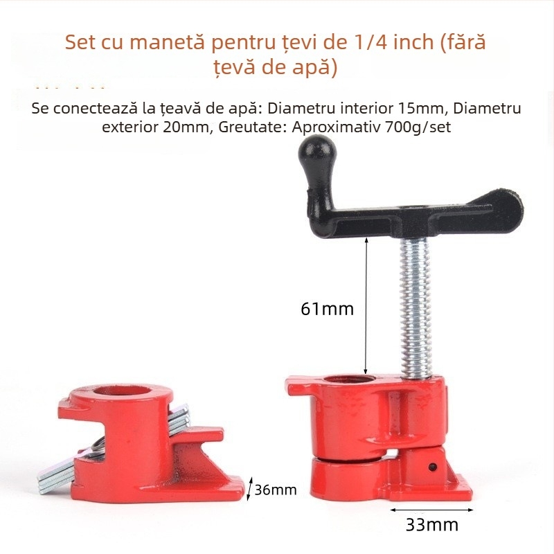 Clema tip F pentru lemn și piatră — fără limită în prindere, greutate 1,4