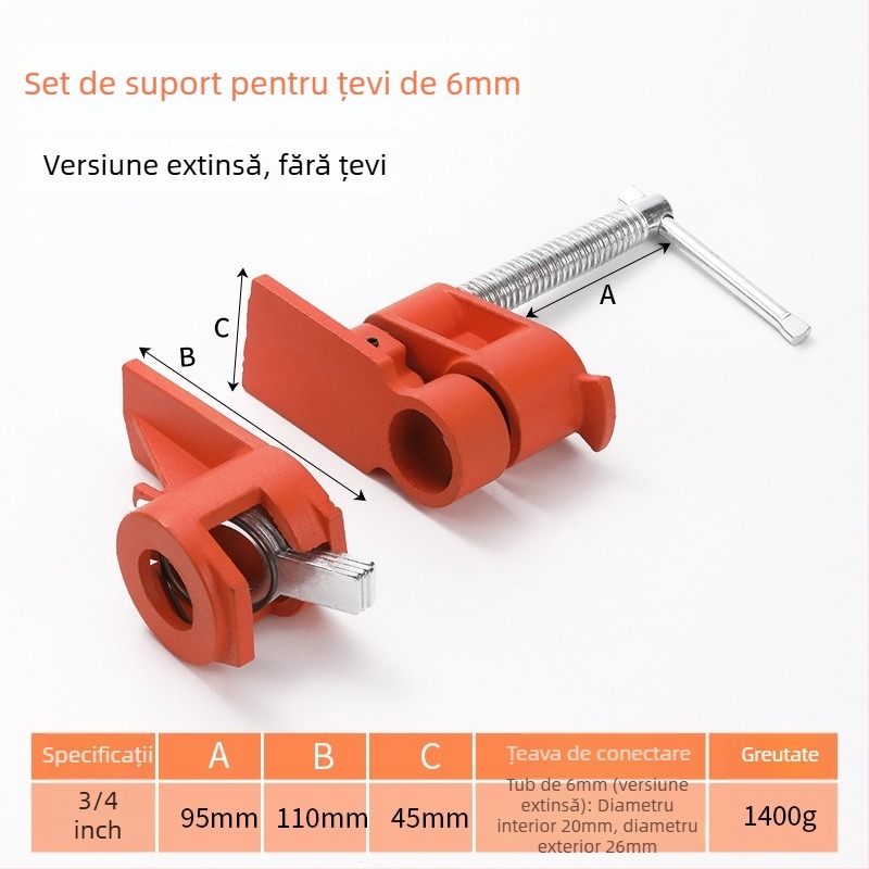 Clema tip F pentru lemn și piatră — fără limită în prindere, greutate 1,4