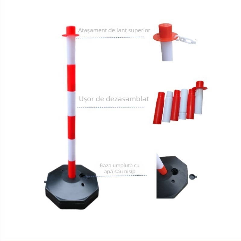 Coloană de avertizare din plastic, umplută cu apă, mobilă, barieră anti-coliziune, coloană elastică PE, detașabilă