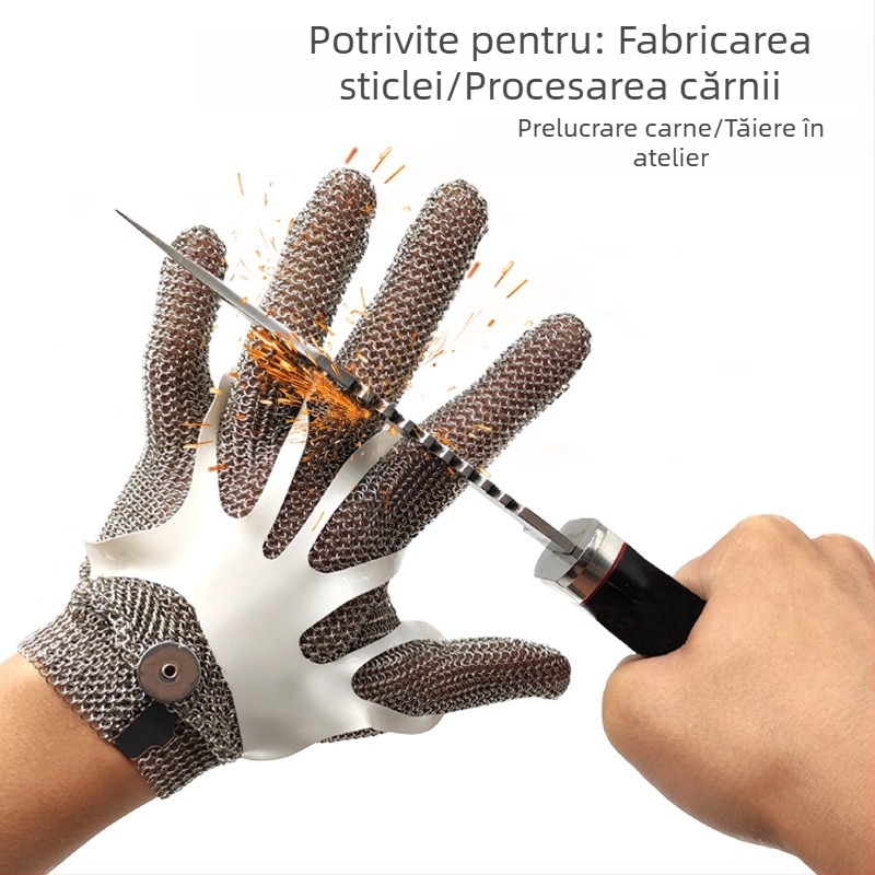 Mănuși rezistente la tăiere cu inele din oțel inoxidabil 316, Nivelul 9, pentru sacrificare, grădinărit și lucrări cu risc înalt