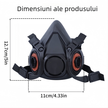 Mască de gaz din cauciuc pentru praf industrial, vopsea pulverizată, pesticide și fumuri chimice