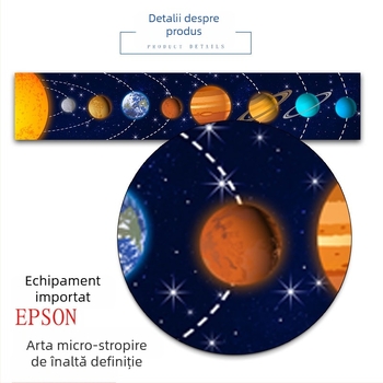 Tablou pe pânză pentru perete, cu ramă din lemn – stil modern minimalist, planetele Sistemului Solar pentru camera copiilor, personalizabil, încadrare, set de un singur obiect sau două piese