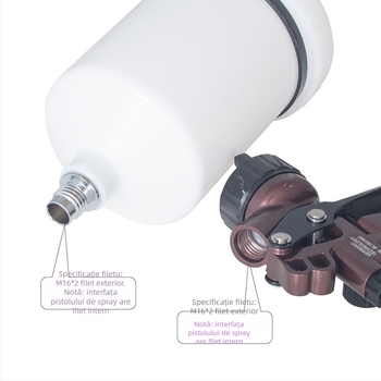 AdwardsDavis Accesoriu pneumatic pentru pistol de vopsit, cu fileturi M16x2 și M16x1.5, capacitate 600 ml, seria GFG TT GTI