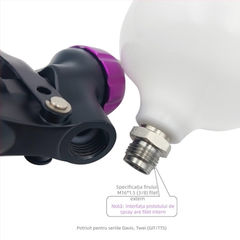 AdwardsDavis Accesoriu pneumatic pentru pistol de vopsit, cu fileturi M16x2 și M16x1.5, capacitate 600 ml, seria GFG TT GTI