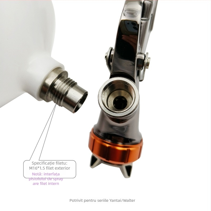 AdwardsDavis Accesoriu pneumatic pentru pistol de vopsit, cu fileturi M16x2 și M16x1.5, capacitate 600 ml, seria GFG TT GTI