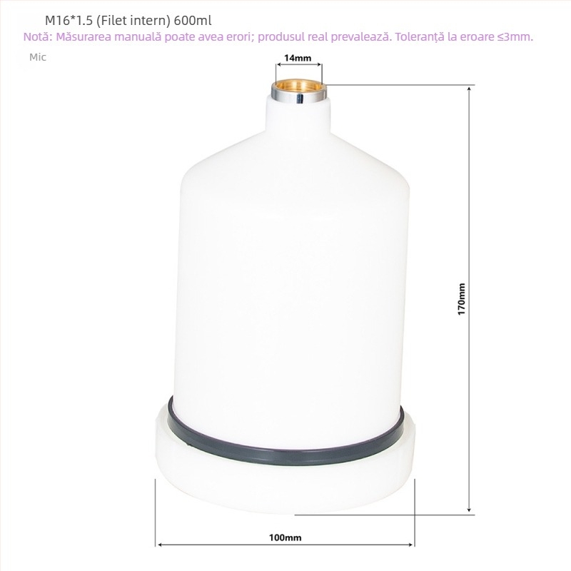 AdwardsDavis Accesoriu pneumatic pentru pistol de vopsit, cu fileturi M16x2 și M16x1.5, capacitate 600 ml, seria GFG TT GTI