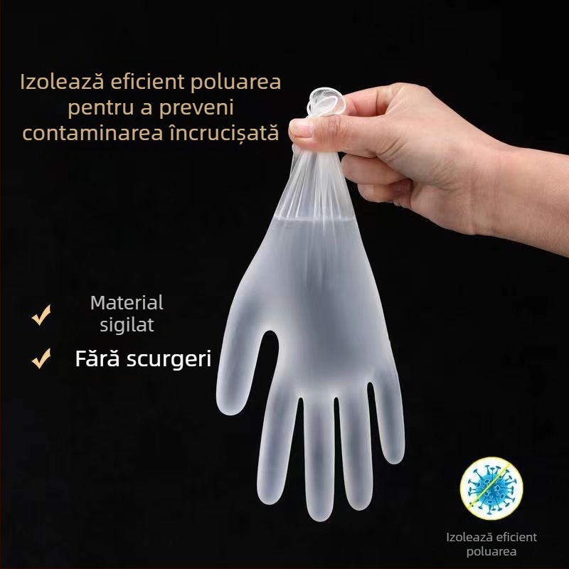 Mănuși de unică folosință din PVC pentru catering, bucătărie și uz casnic, transparente, fără pudră, 100 buc., protectoare, impermeabile, antialunecare