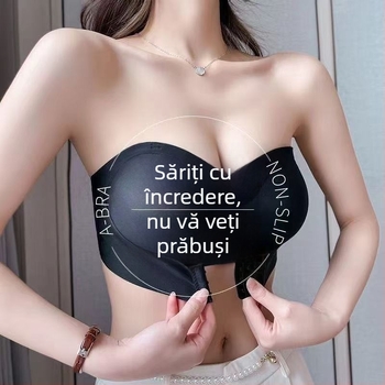 Sutien fără bretele cu susținere adunătoare – Nailon 70–80% conținut; Cupe 3/4; Formă cupă: vârf subțire, bază groasă; Respirabil, Confortabil, Anti-derapare