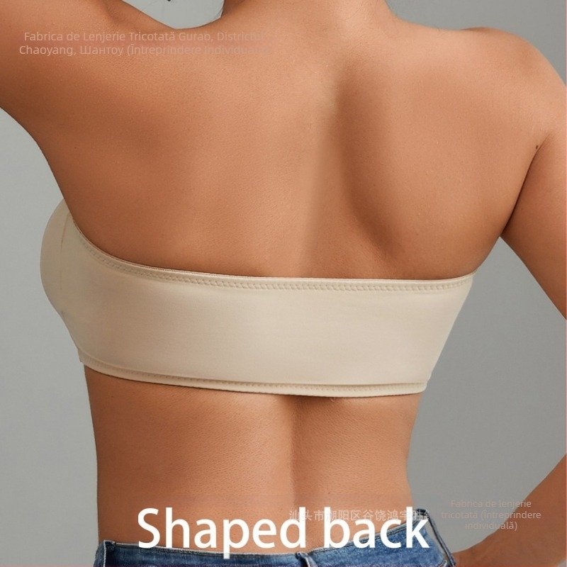 Sutien bandeau wireless cu închidere frontală, reglabil, cu cupă subțire modelată (3/4)